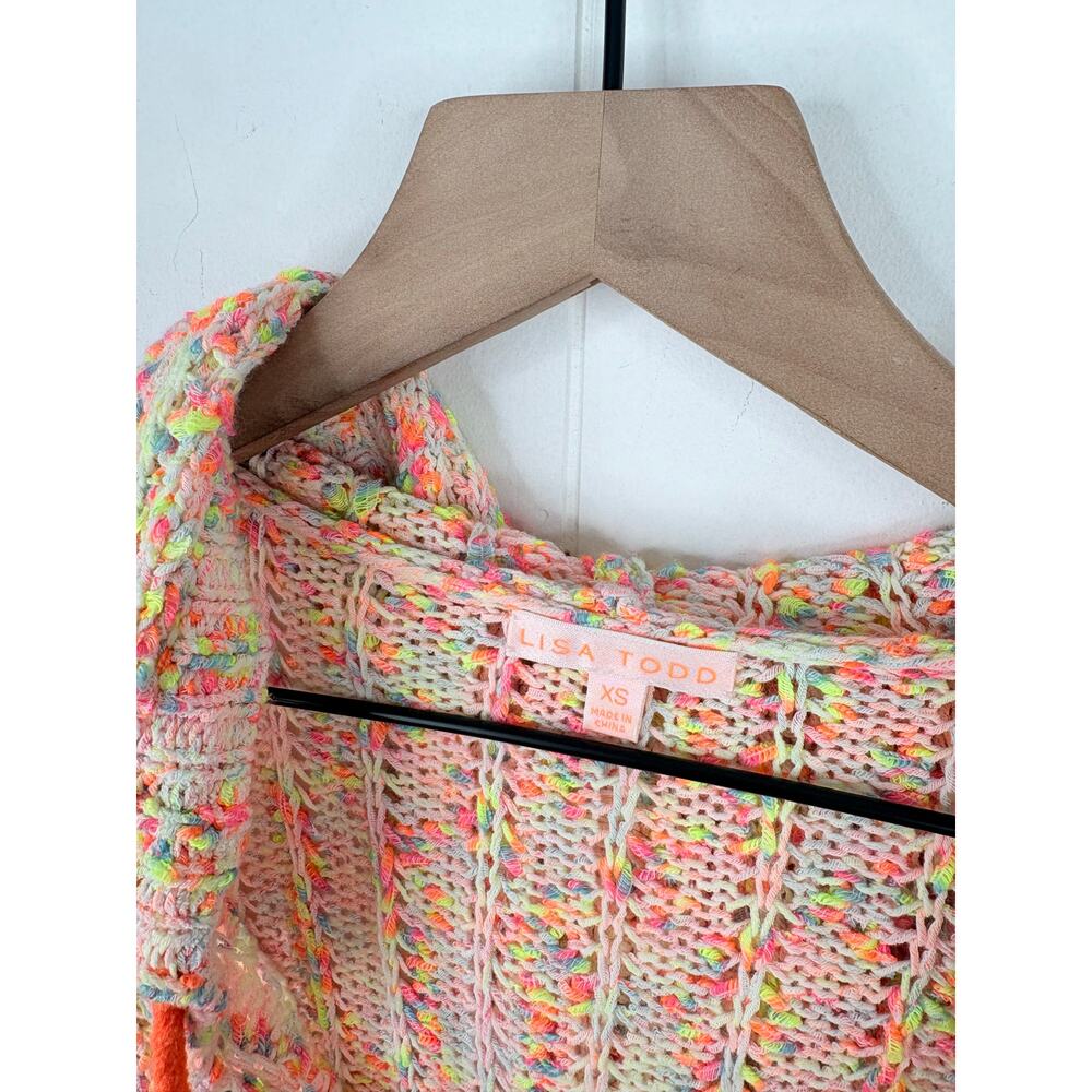 🧺 5 for $25 Sale Lisa Todd Skittles Confetti Knit Hoodie Sweater Size XS Orange - Picture 11 of 11